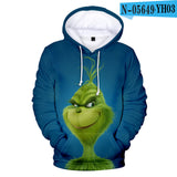 Grinch Hoodie Hooded Fleece-Lined Christmas Clothing