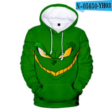 Grinch Hoodie Hooded Fleece-Lined Christmas Clothing