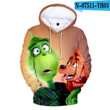 Grinch Hoodie Hooded Fleece-Lined Christmas Clothing