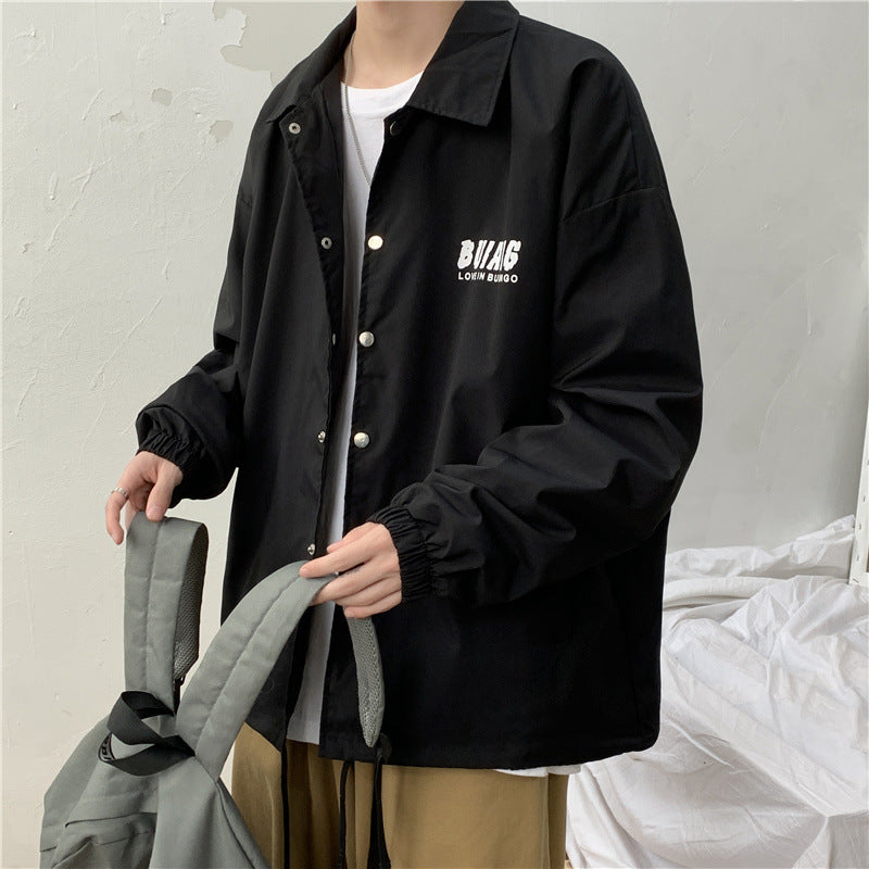 College Jacket Autumn Retro Personalized Cardigan Jacket Male Student Loose Baseball Uniform Top