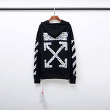 off Sweater Ow Arrow Print Men's and Women's Terry Hooded Sweater hoodie
