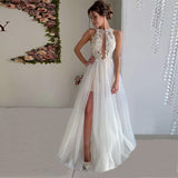 Women Lace Wedding Dress Women's round Neck Sexy Dress Fashion Evening Dress