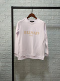 T Shirt Balmain Autumn and Winter Letters Pure Cotton Long-Sleeved Sweatshirt Couple Style