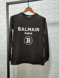 T Shirt Balmain Autumn and Winter Letter Balman Pure Cotton Long-Sleeved Sweatshirt