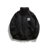 Orange Varsity Jacket Men's Lamb Wool Jacket Men's Winter Embroidery Loose Lapel Jacket