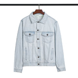 Autumn Men's 3D Hand-Painted Building Blocks Arrow Washed Old Denim Coat jacket