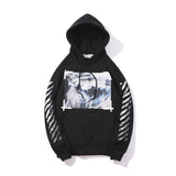 Fleece-Lined White HAILANG Oil Painting Men's and Women's Street Hooded Sweater Pullover Pure Cotton Coat hoodie