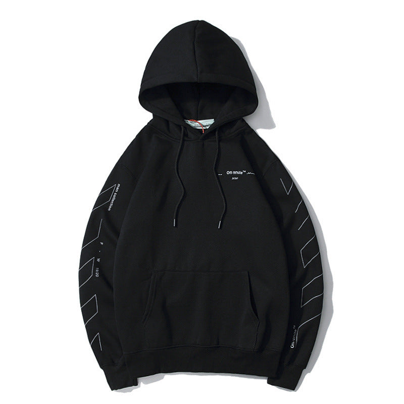 Sketch Arrow Velvet Padded Hooded Sweatshirt  Men and Women hoodie