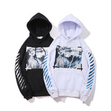 Fleece-Lined White HAILANG Oil Painting Men's and Women's Street Hooded Sweater Pullover Pure Cotton Coat hoodie