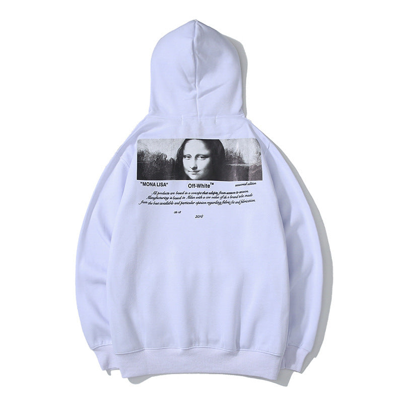 Mona Lisa Couple Wear Men's and Women's Loose Fleece-Lined  Sweater Ow Coat hoodie