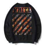 off Men's Slanted Stripe Cotton round Neck Sweater sweatshirt