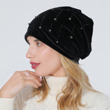 Women Winter Hats Autumn and Winter Women's Hot Drilling Sleeve Cap Fashion Warm