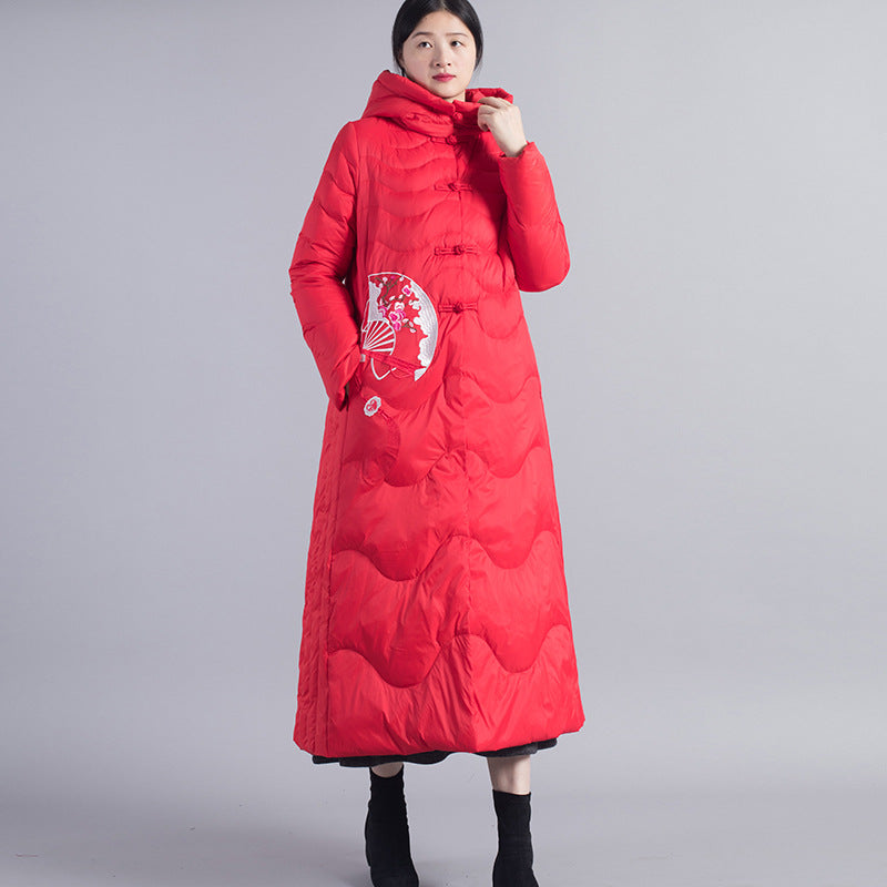 Women Winter Coats Puffer Jacket Down Coat Embroidered Down Jacket Women's White Duck Down Wedding Robe