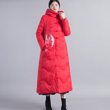 Women Winter Coats Puffer Jacket Down Coat Embroidered Down Jacket Women's White Duck Down Wedding Robe