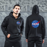 Men Graphic Hoodie Fashion NASA Logo Velvet Padded Hooded Sweatshirt Men and Women Youth Fashion Warm Hoodie