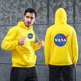 Men Graphic Hoodie Fashion NASA Logo Velvet Padded Hooded Sweatshirt Men and Women Youth Fashion Warm Hoodie
