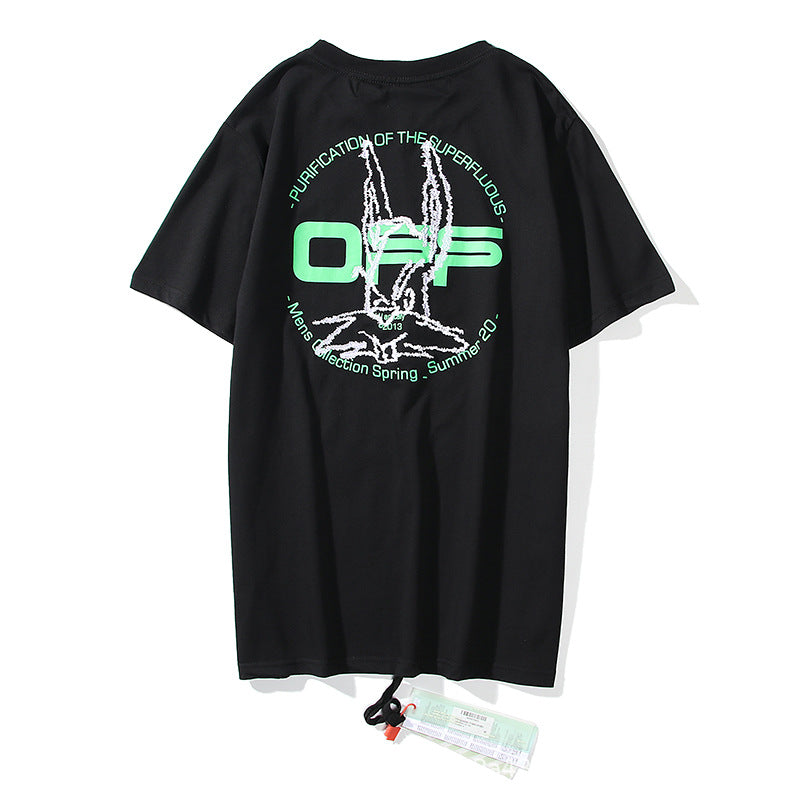 Bugs Bunny Shirt Summer Letter Graffiti All-Match Short Sleeve