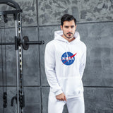 Men Graphic Hoodie Fashion NASA Logo Velvet Padded Hooded Sweatshirt Men and Women Youth Fashion Warm Hoodie