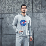 Men Graphic Hoodie Fashion NASA Logo Velvet Padded Hooded Sweatshirt Men and Women Youth Fashion Warm Hoodie