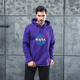 Men Graphic Hoodie Fashion NASA Logo Velvet Padded Hooded Sweatshirt Men and Women Youth Fashion Warm Hoodie