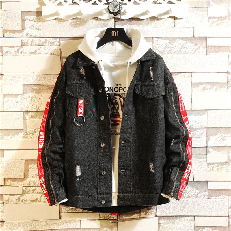 Men Denim Jacket Spring and Autumn Casual Jacket Men's Denim Coat