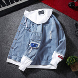 Men Denim Jacket Men's Denim Coat Autumn and Winter Loose Slim Fit