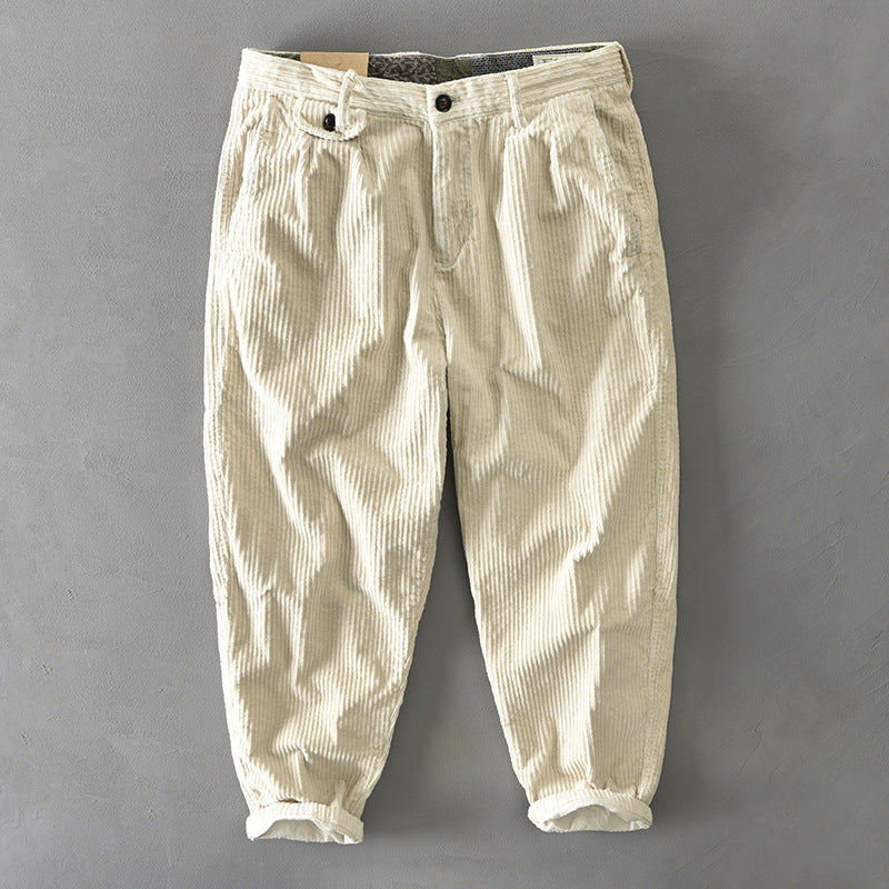Mens Corduroy Pants Fall Winter Men Cotton Corduroy Solid Color Casual Japanese Overalls