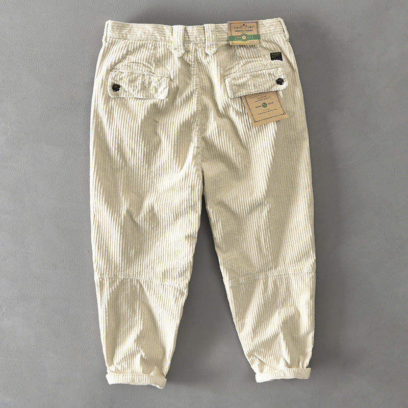 Mens Corduroy Pants Fall Winter Men Cotton Corduroy Solid Color Casual Japanese Overalls