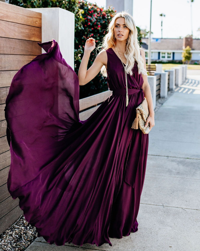 Wedding Guest Dress Sexy High Slit Long Dress Large Swing Annual Party Banquet Host Evening Dress