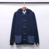 Shark Print Hoodie Autumn Men'S Shark Head Denim Zipper Sweater Coat