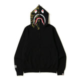 Shark Print Hoodie Autumn And Winter Men'S Cotton Hooded Sweater Fleece Jacket