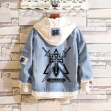 Comic Denim Jacket Men's and Women's Autumn and Winter Large Size Denim Jacket Fashion