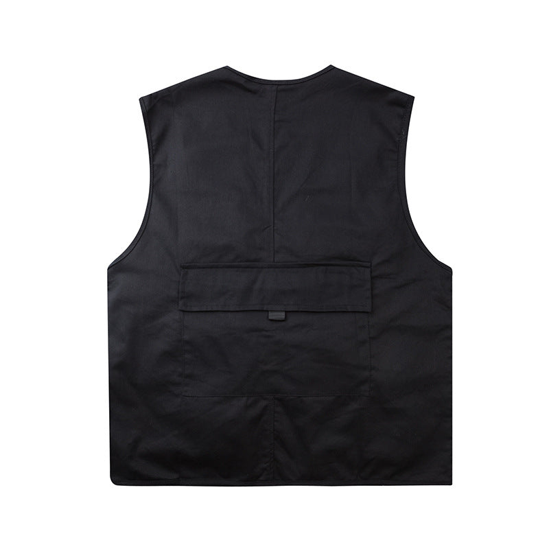 Men Sweater Vest Mechanical Style Multi-Pocket Workwear Vest Men's Vest Loose Street Sleeveless Jacket