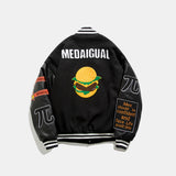 Orange Varsity Jacket Winter New Work Clothes Casual Multicolor Letter Print Jacket