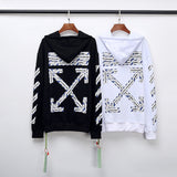 off Sweater Ow Arrow Print Men's and Women's Terry Hooded Sweater hoodie