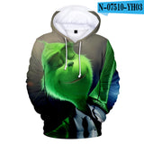 Grinch Hoodie Hooded Fleece-Lined Christmas Clothing