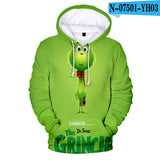 Grinch Hoodie Hooded Fleece-Lined Christmas Clothing