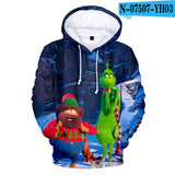 Grinch Hoodie Hooded Fleece-Lined Christmas Clothing