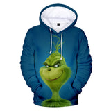 Grinch Hoodie Hooded Fleece-Lined Christmas Clothing