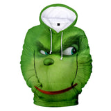 Grinch Hoodie Hooded Fleece-Lined Christmas Clothing