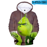 Grinch Hoodie Hooded Fleece-Lined Christmas Clothing