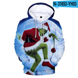 Grinch Hoodie Hooded Fleece-Lined Christmas Clothing