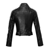 Leather Biker Coat Gothic Leather Jacket Women Pu Jackets Punk & Rock Motorcycle Clothing Drill Bit Splicing Coat