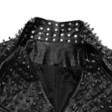 Leather Biker Coat Gothic Leather Jacket Women Pu Jackets Punk & Rock Motorcycle Clothing Drill Bit Splicing Coat