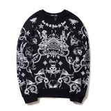 GVC Hoodie Skull Print Cotton Sweater Loose Velvet Thickened