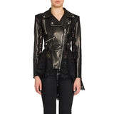 Leather Biker Coat Gothic Leather Jacket Women Pu Jackets Spring and Autumn Sheepskin Slim Coat Jacket