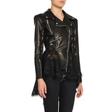 Leather Biker Coat Gothic Leather Jacket Women Pu Jackets Spring and Autumn Sheepskin Slim Coat Jacket