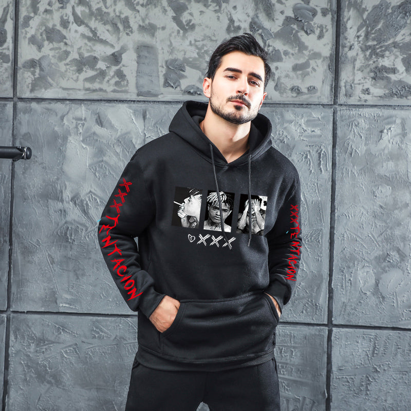 Men Graphic Hoodie Hot Singer Tentacion Trendy Souvenir T-shirt Men and Women Velvet Padded Hooded Sweatshirt
