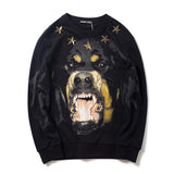 GVC Hoodie Rivet Five-Pointed Star Evil Dog Head Printed round Neck Pure Cotton