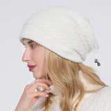 Women Winter Hats Winter Fleece-Lined Knitted Men's and Women's Set Earmuffs Hat